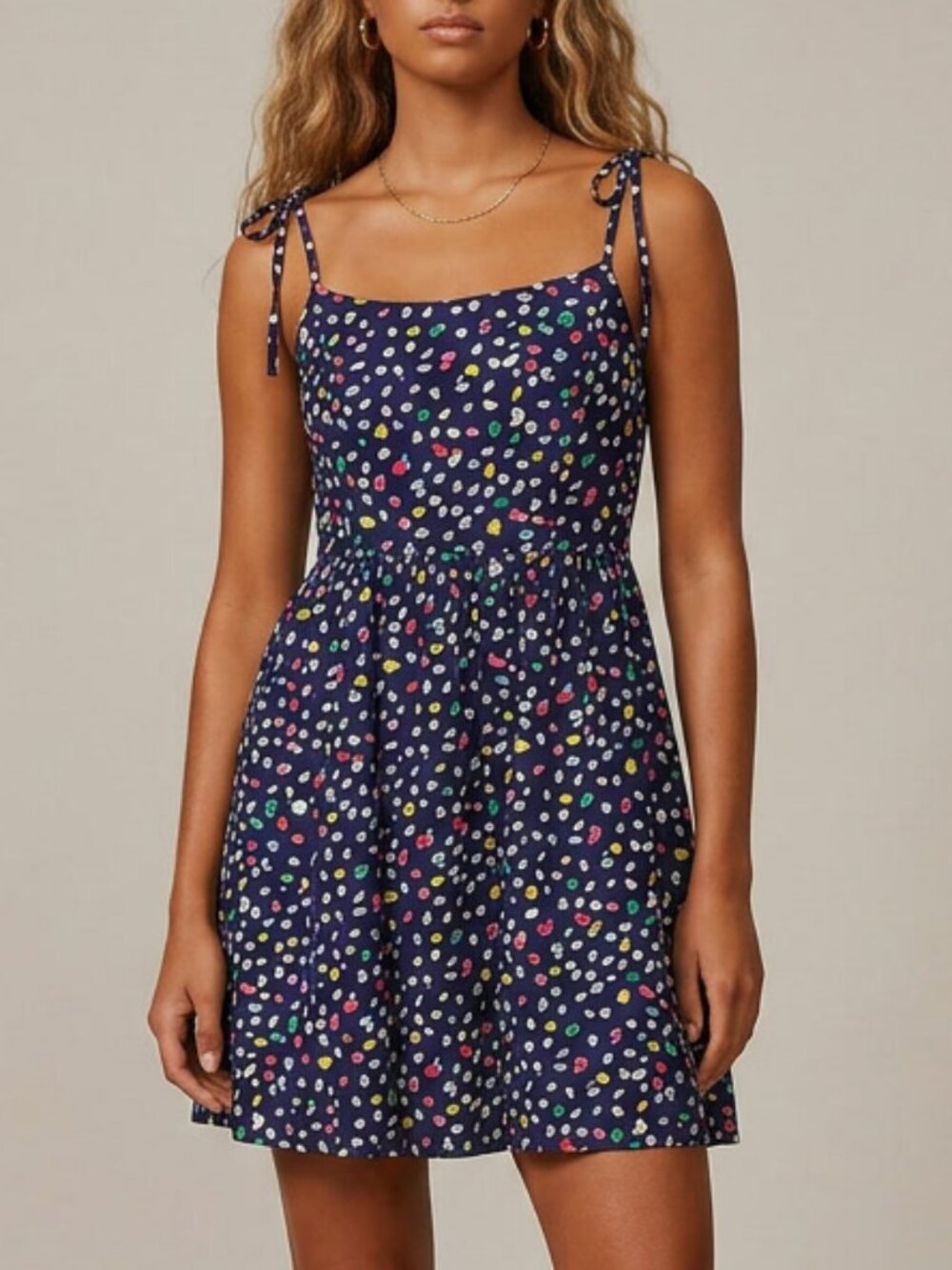 J.Crew Navy Multicolor Abstract Dot Printed Sundress Size 2